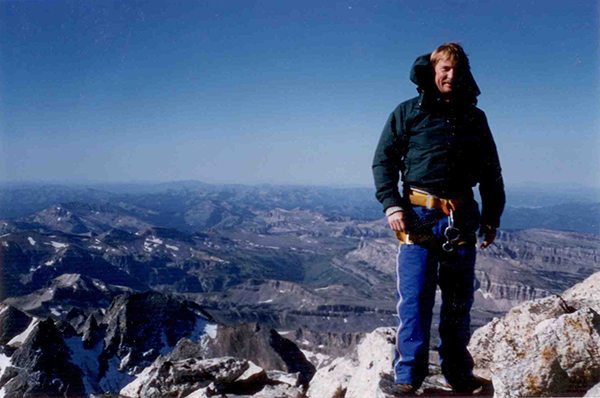 LKtetons author Larry Kelley at the top of tetons