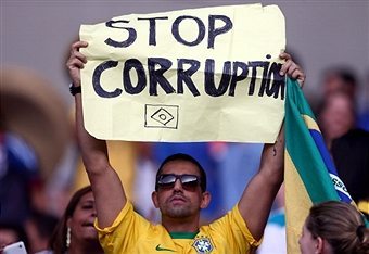 Brazilian protestor demanding the end of government corruption. Photo source: http://goo.gl/q1leZ